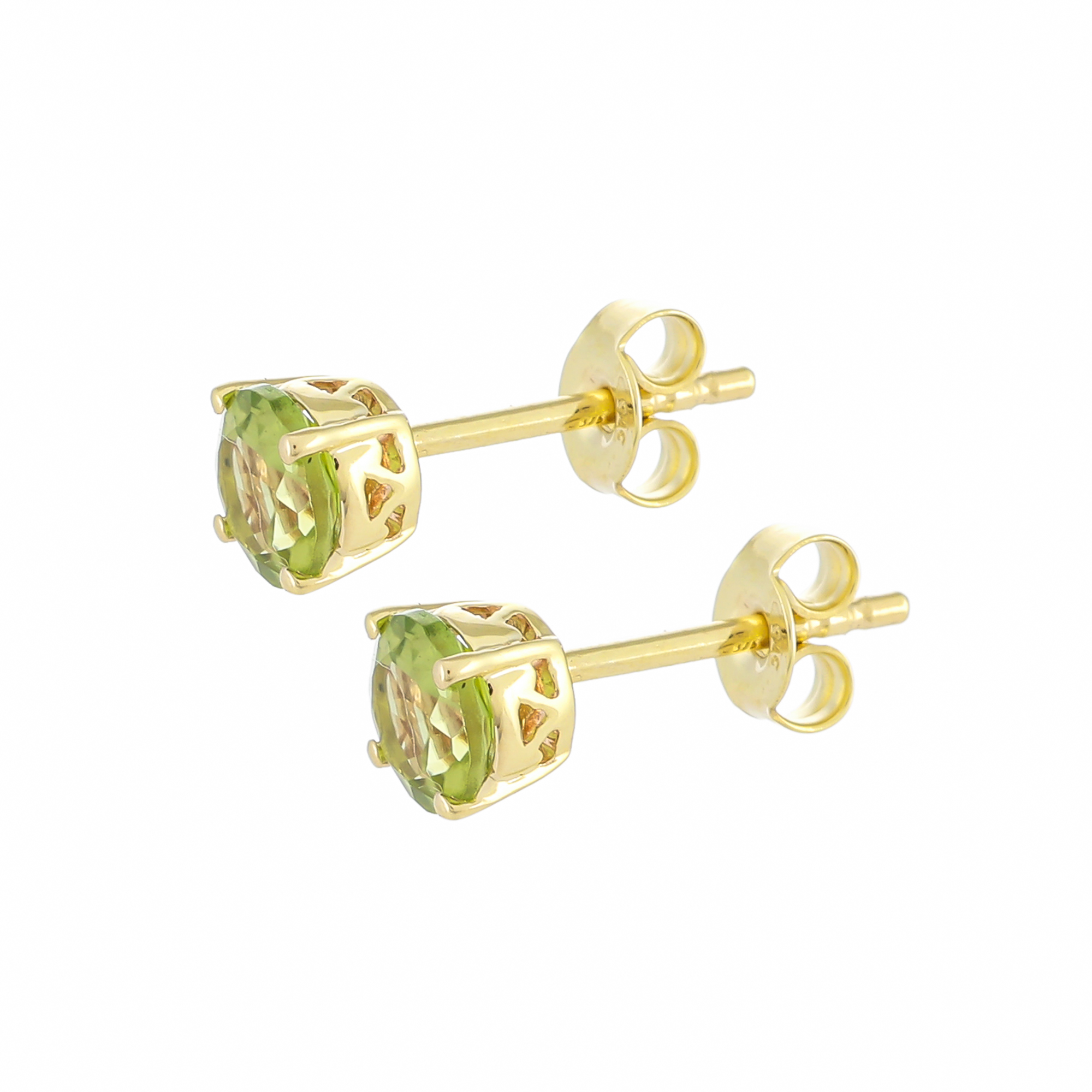 Boucles d'oreilles puce en or jaune 18 carats, Péridot BeauReal en pierres naturelles