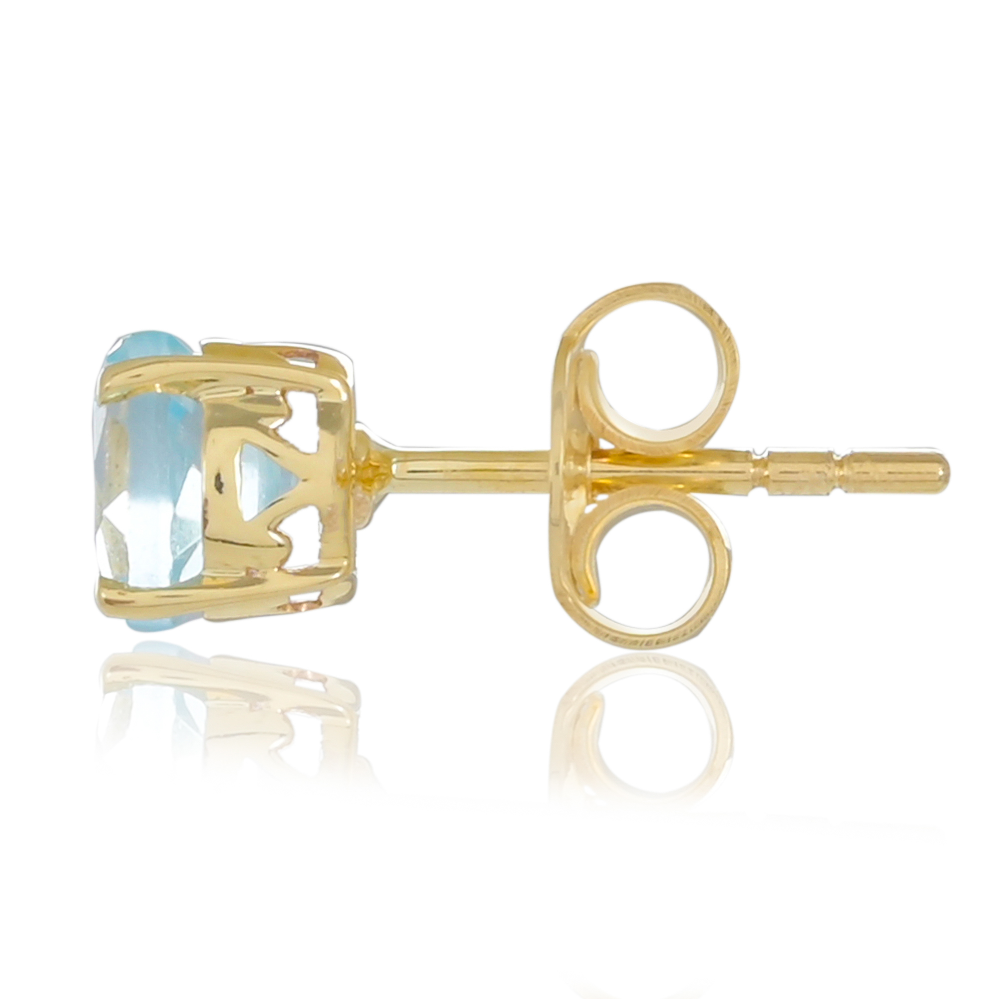 Boucles d'oreilles puce en or jaune 9 carats, Topaze Bleue BeauReal en pierres naturelles