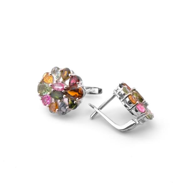 Boucles d'oreilles tourmaline multi couleurs argent Katerina