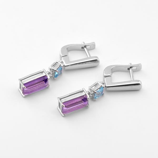 Boucles d'oreilles amethyste, topaze argent Maria