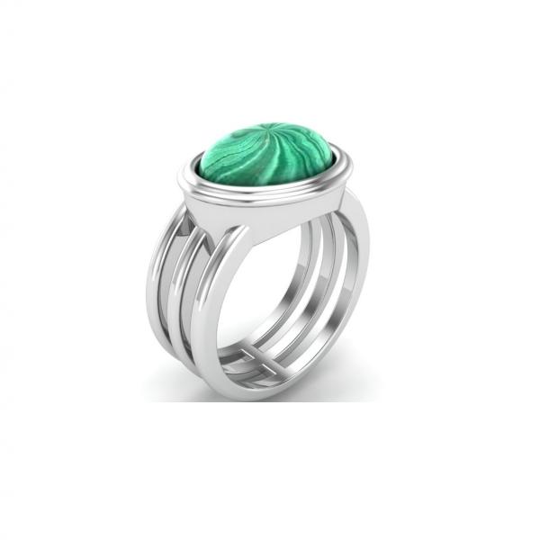 Bague malachite argent Wisdom