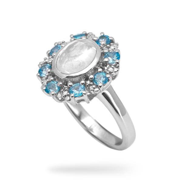 Bague pierre de lune, topaze argent Viria