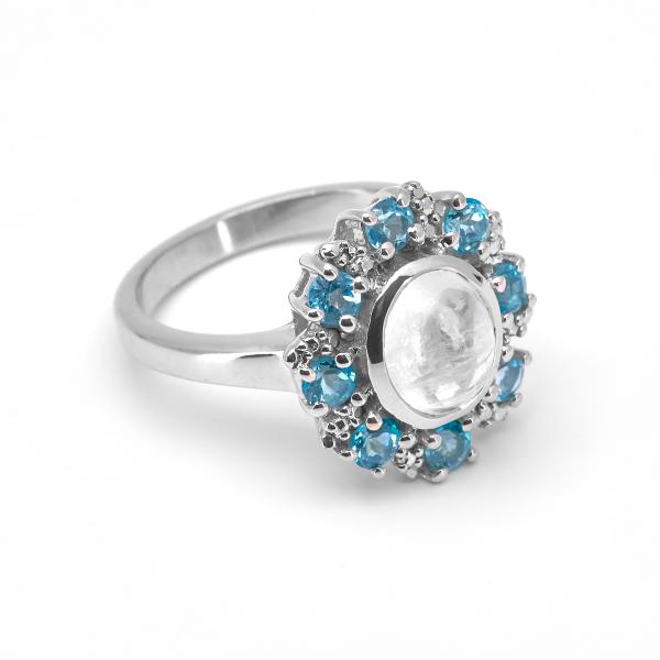 Silver Ring moon stone, topaze Viria