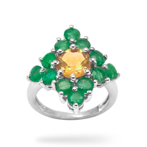 Bague emeraude, citrine argent Iria