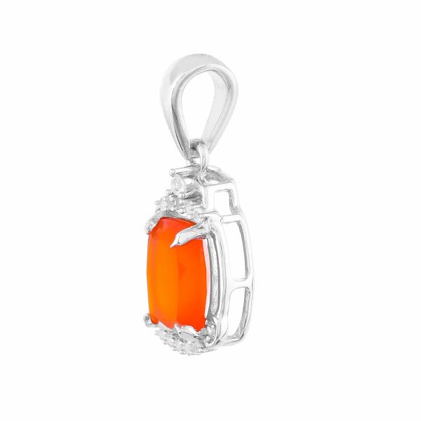 Silver pendant in carnelian and white topaze Cassiopee