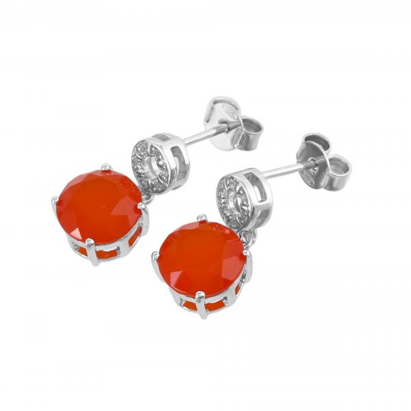 Boucle d'oreilles en argent, cornaline et topaze blanche Chelsea