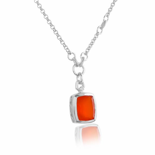 Silver necklace and carnelian Carole