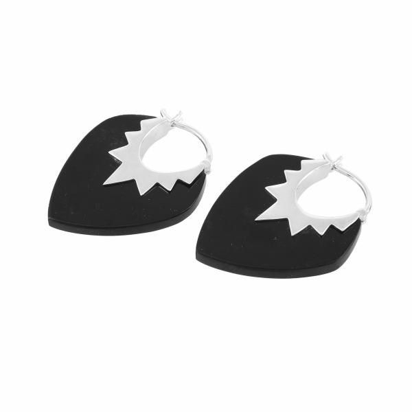 Silver earings in Onyx Casey