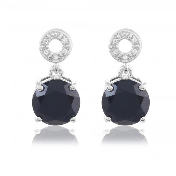 Boucle d'oreilles en argent,onyx et topaze blanche Chelsea