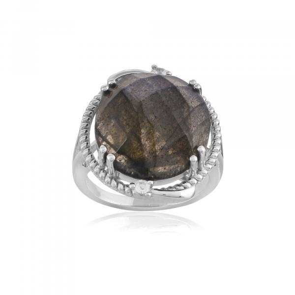 Bague en argent, labradorite et topaze blanche Cindy