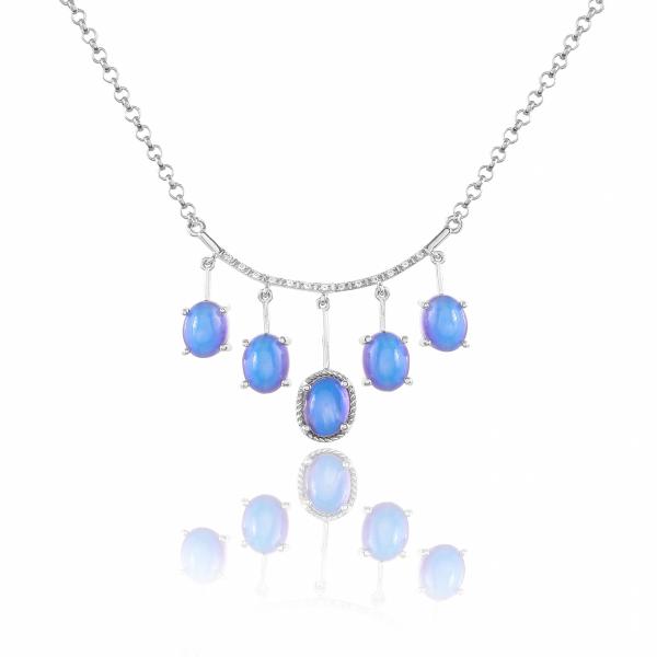 Collier en argent et pierre de lune teintée Cindy