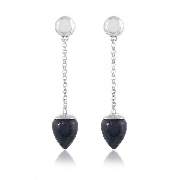 Boucle d'oreilles en argent et onyx noir Clémentine