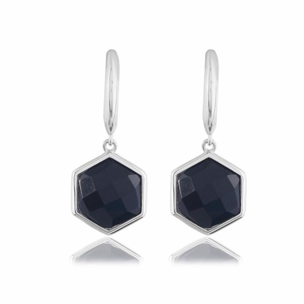 Boucle d'oreilles en argent et onyx noir Caelia