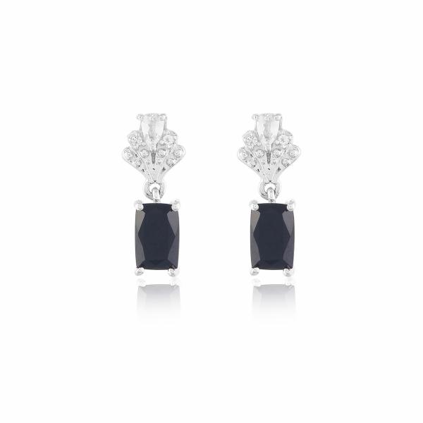 Boucle d'oreilles en argent onyx noir et topaze blanche Caroline