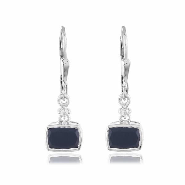 Boucle d'oreilles en argent,onyx noir et topaze blanche Charlie