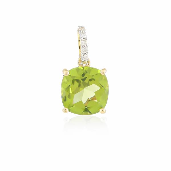 Pendentif en or 9 carats, Peridot et Diamants BeauReal