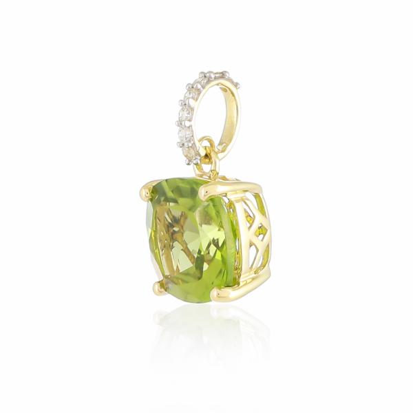 Pendentif en or 9 carats, Peridot et Diamants BeauReal