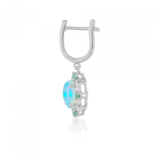 Boucles d'oreilles en argent, Opale, Emeraude Ton' Ciel