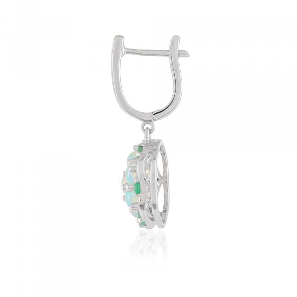 Silver earrings, Opal, Emerald Ton'ciel