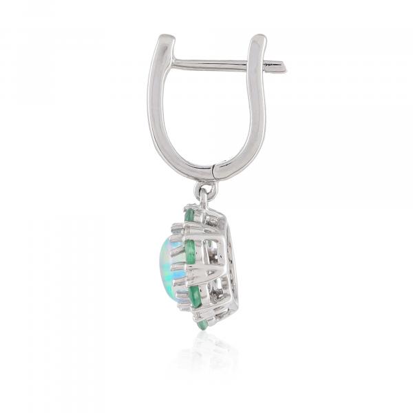 Boucles d'oreilles argent, Opale, Emeraude, Zircon Naturel Ton'Ciel