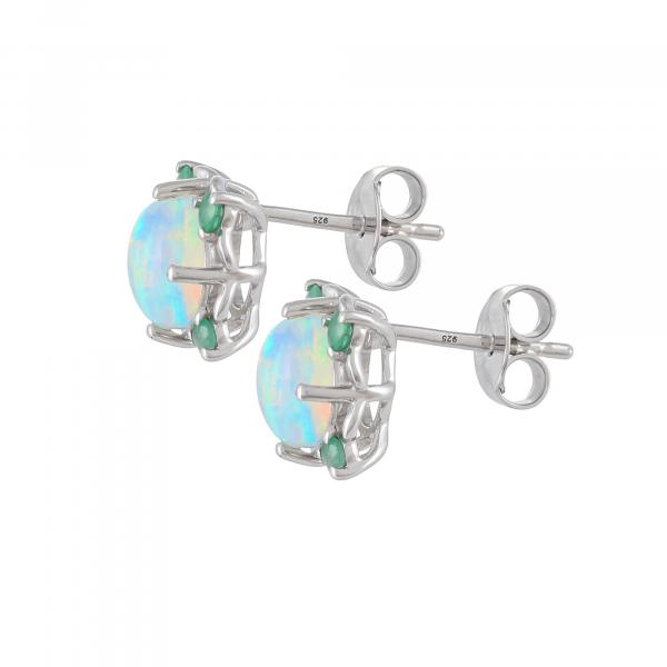 Boucles d'oreilles argent, Opale, Emeraude Ton'Ciel