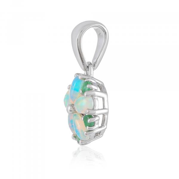 Pendentif en argent, Opale, Emeraude Ton'Ciel