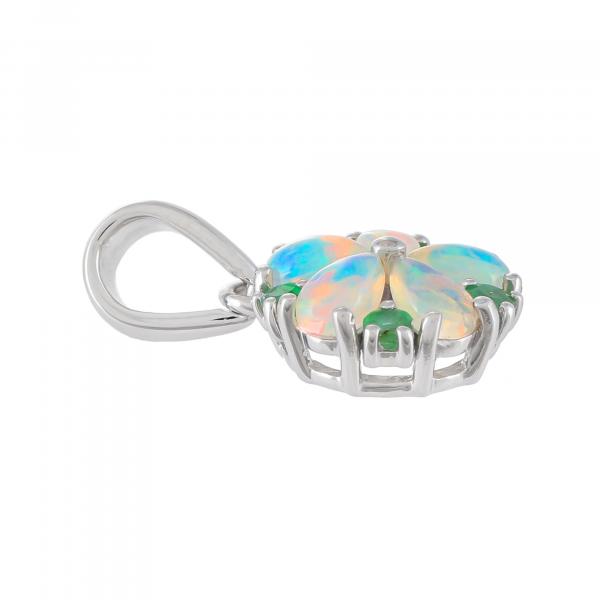 Pendentif en argent, Opale, Emeraude Ton'Ciel