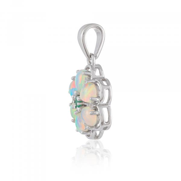 Silver Pendant, Opal, Emerald and Natural Zircon Ton' Ciel