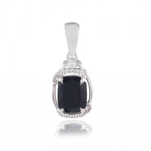 Pendentif en argent, onyx et topaze blanche Cassiopee