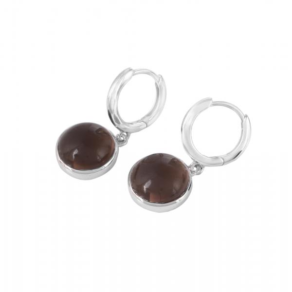 Silver earings in smokey quartz Celina