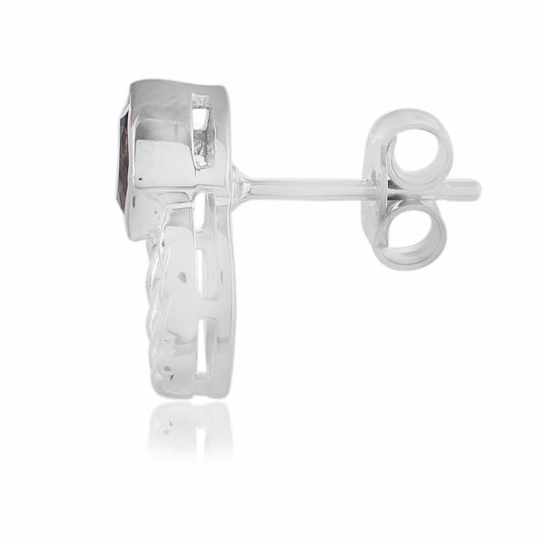 Boucle d'oreilles en argent et quartz fume Capucine