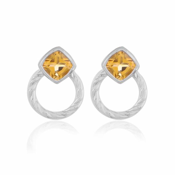 Boucle d'oreilles en argent et citrine Capucine