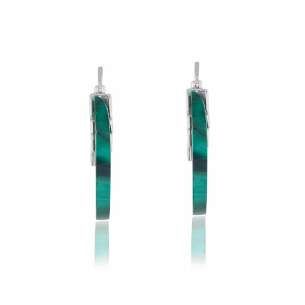 Boucle d'oreilles en argent et malachite Claudie