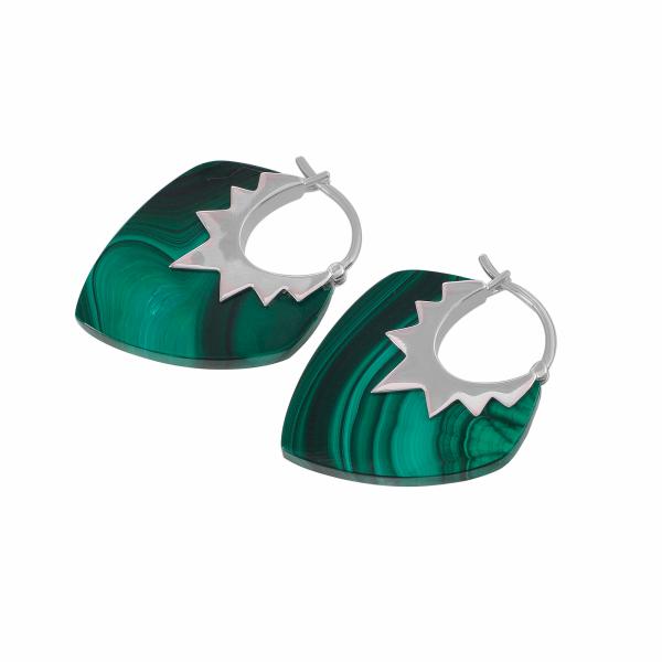 Boucle d'oreilles en argent et malachite Claudie