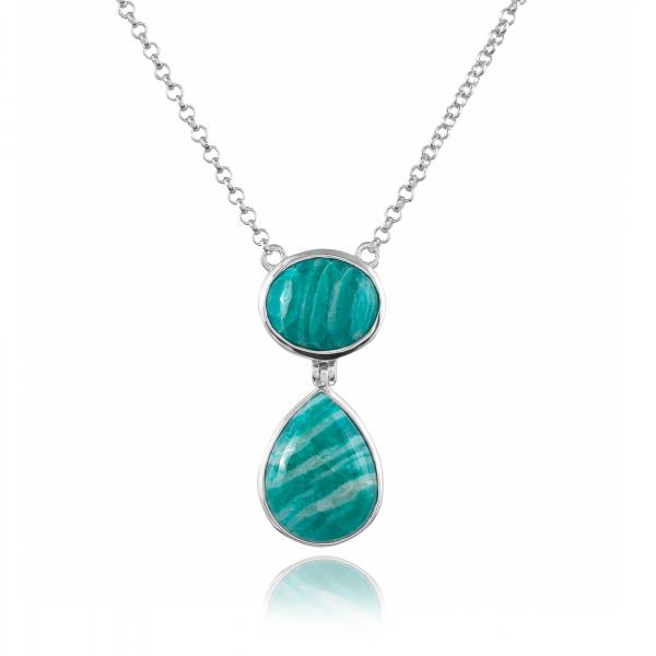 Collier en argent et amazonite zebra Figue