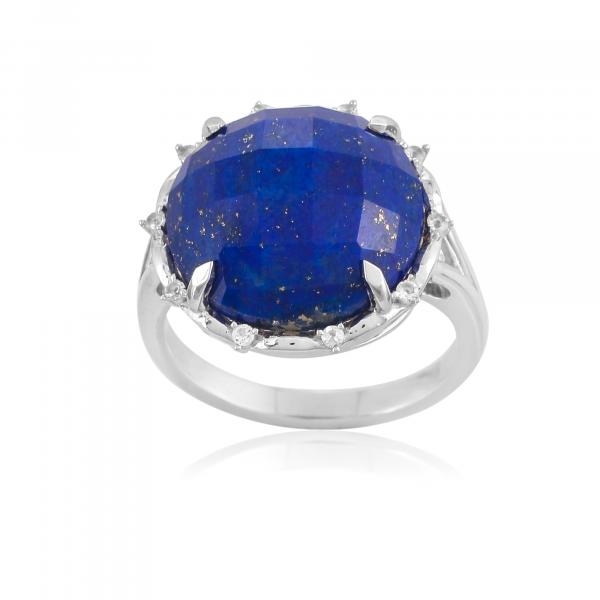 Bague en argent, lapis lazuli facétée Fiona