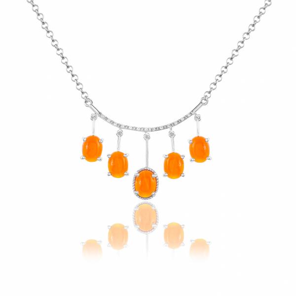 Collier en argent, cornaline et topaze blanche Cindy