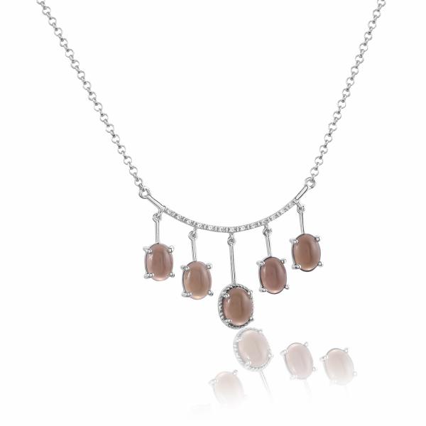 Collier en argent et quartz fume Cindy