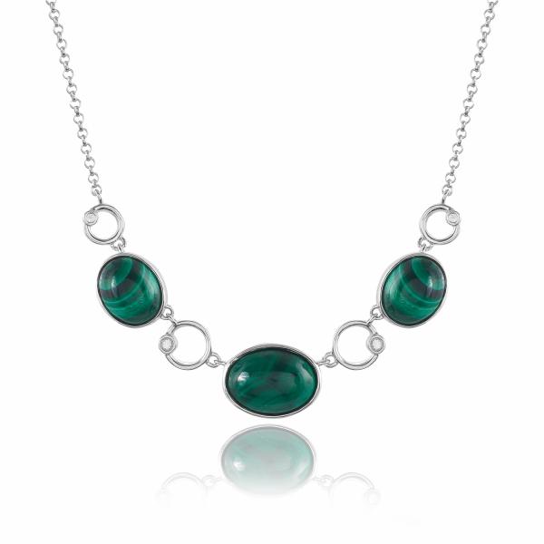 Collier en argent et malachite Coline