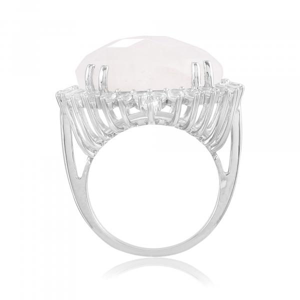 Bague en argent, pierre de lune et topaze blanche Christelle