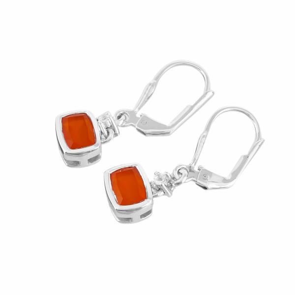 Boucle d'oreilles en argent, cornaline et topaze blanche Charlie