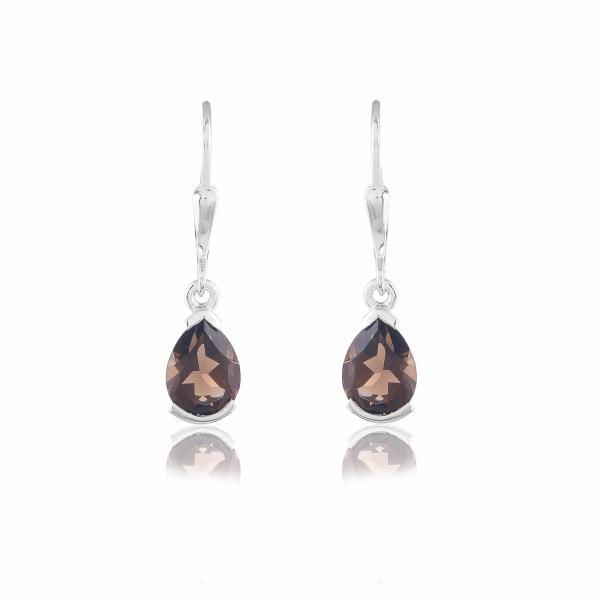 Boucle d'oreilles en argent et quartz fume Charlotte