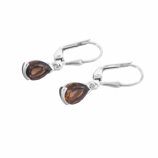 Silver earings in smokey quartz Charlotte
