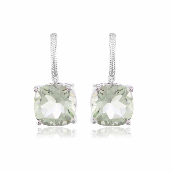 Boucle d'oreilles en argent et amethyste verte Cassandra