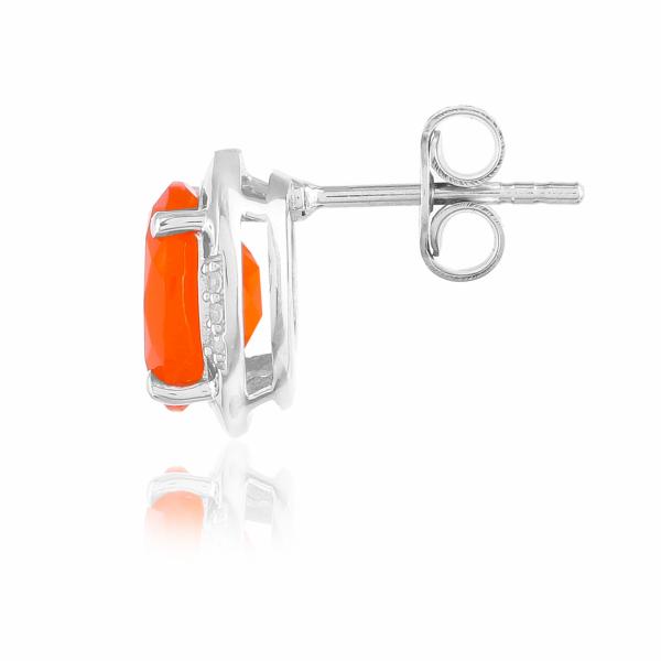 Silver earings in carnelian and white topaze Cerise