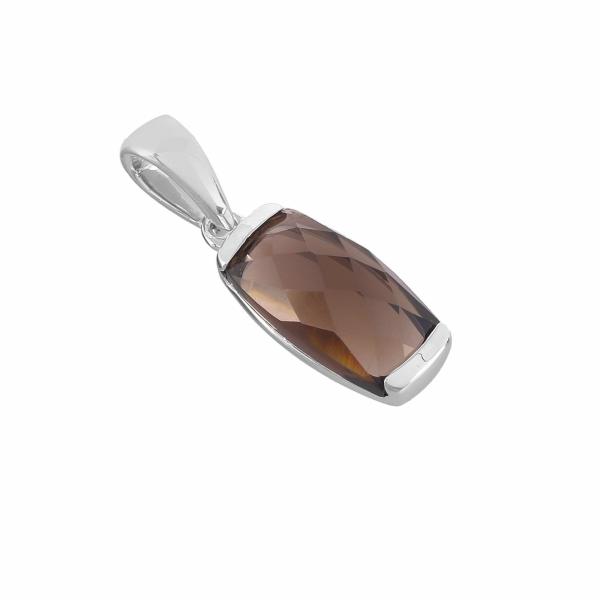 Silver pendant in smokey quartz Camille