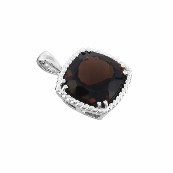 Silver pendant in smokey quartz Clara