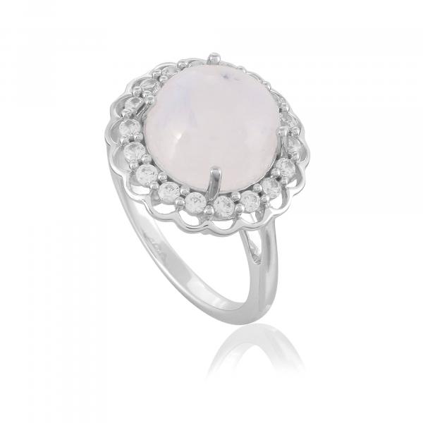 Bague en argent pierre de lune et zircon Claudia