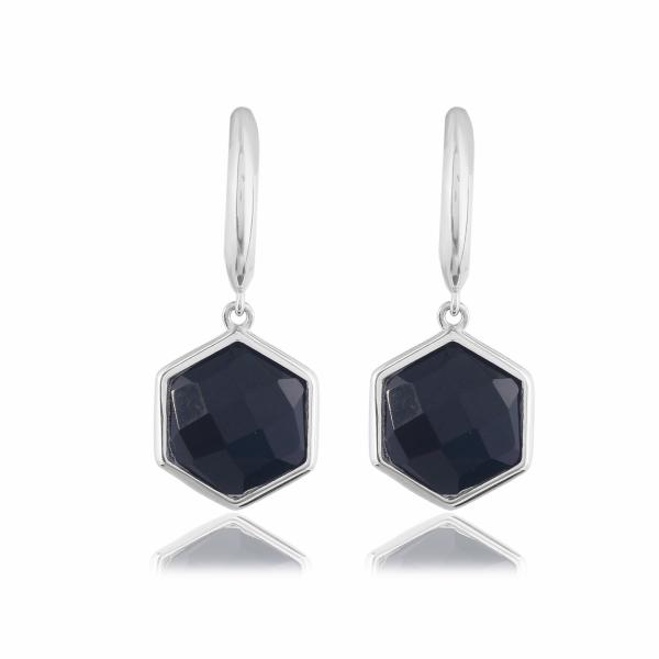 Boucle d'oreilles en argent et onyx Caelia