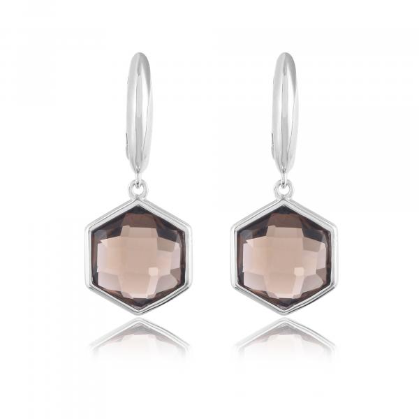 Boucle d'oreilles en argent et quartz fume Caelia